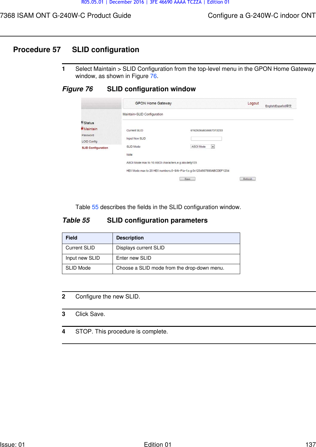 Page 137 of Alcatel Lucent Bell G240W-C GPON ONU User Manual 7368 ISAM ONT G 240W B Product Guide
