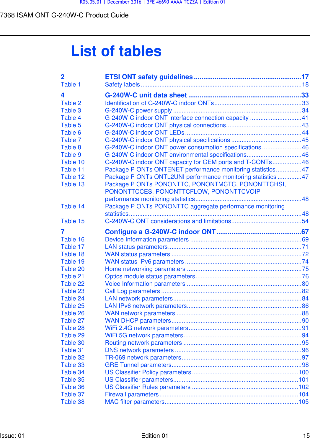 Page 15 of Alcatel Lucent Bell G240W-C GPON ONU User Manual 7368 ISAM ONT G 240W B Product Guide