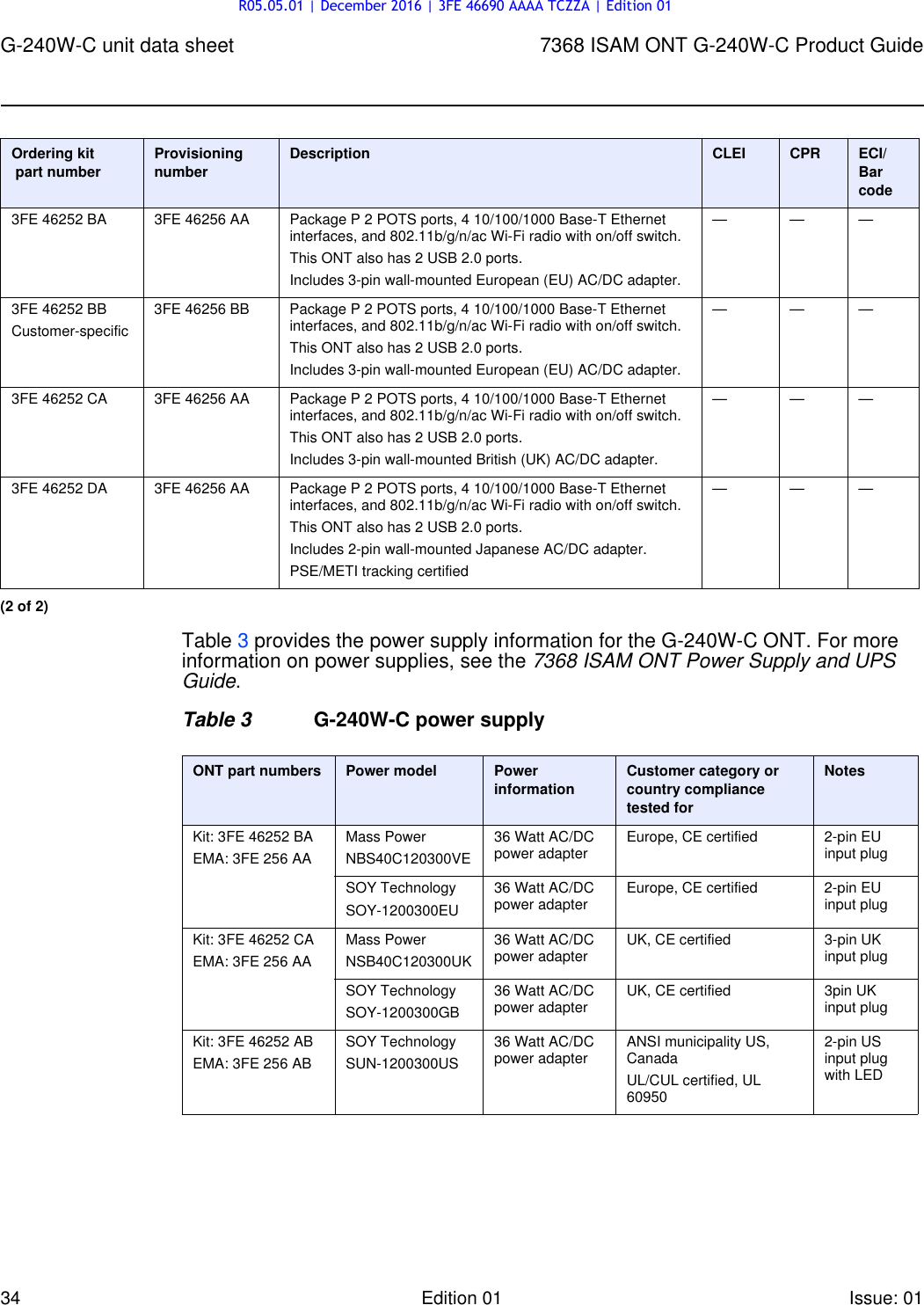 Page 34 of Alcatel Lucent Bell G240W-C GPON ONU User Manual 7368 ISAM ONT G 240W B Product Guide