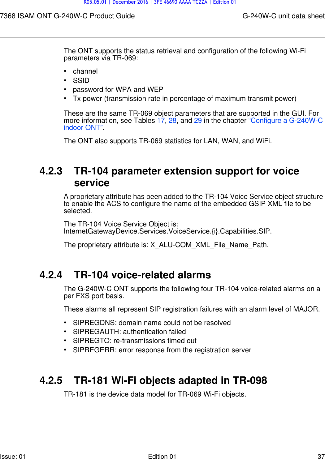 Page 37 of Alcatel Lucent Bell G240W-C GPON ONU User Manual 7368 ISAM ONT G 240W B Product Guide