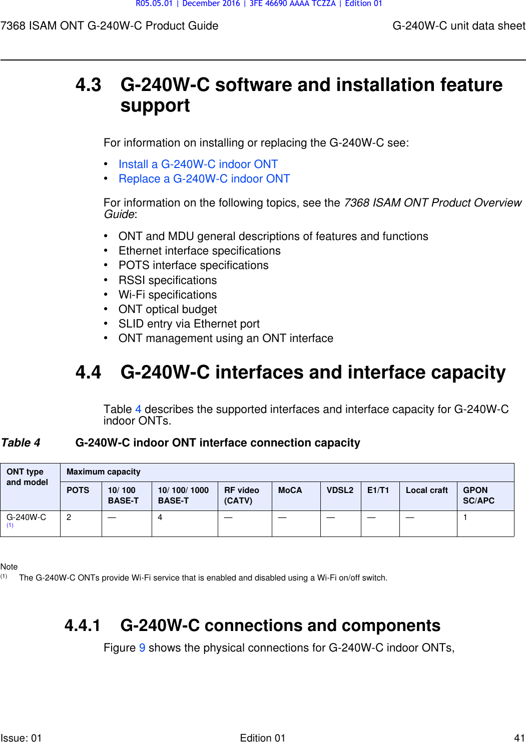 Page 41 of Alcatel Lucent Bell G240W-C GPON ONU User Manual 7368 ISAM ONT G 240W B Product Guide