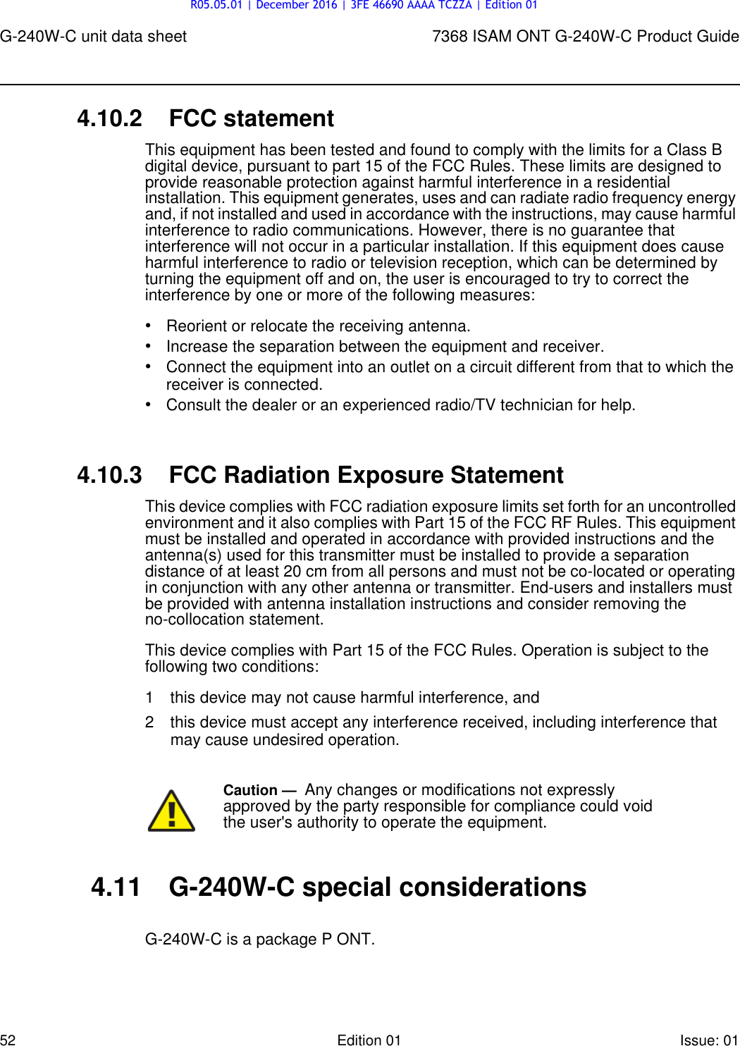 Page 52 of Alcatel Lucent Bell G240W-C GPON ONU User Manual 7368 ISAM ONT G 240W B Product Guide