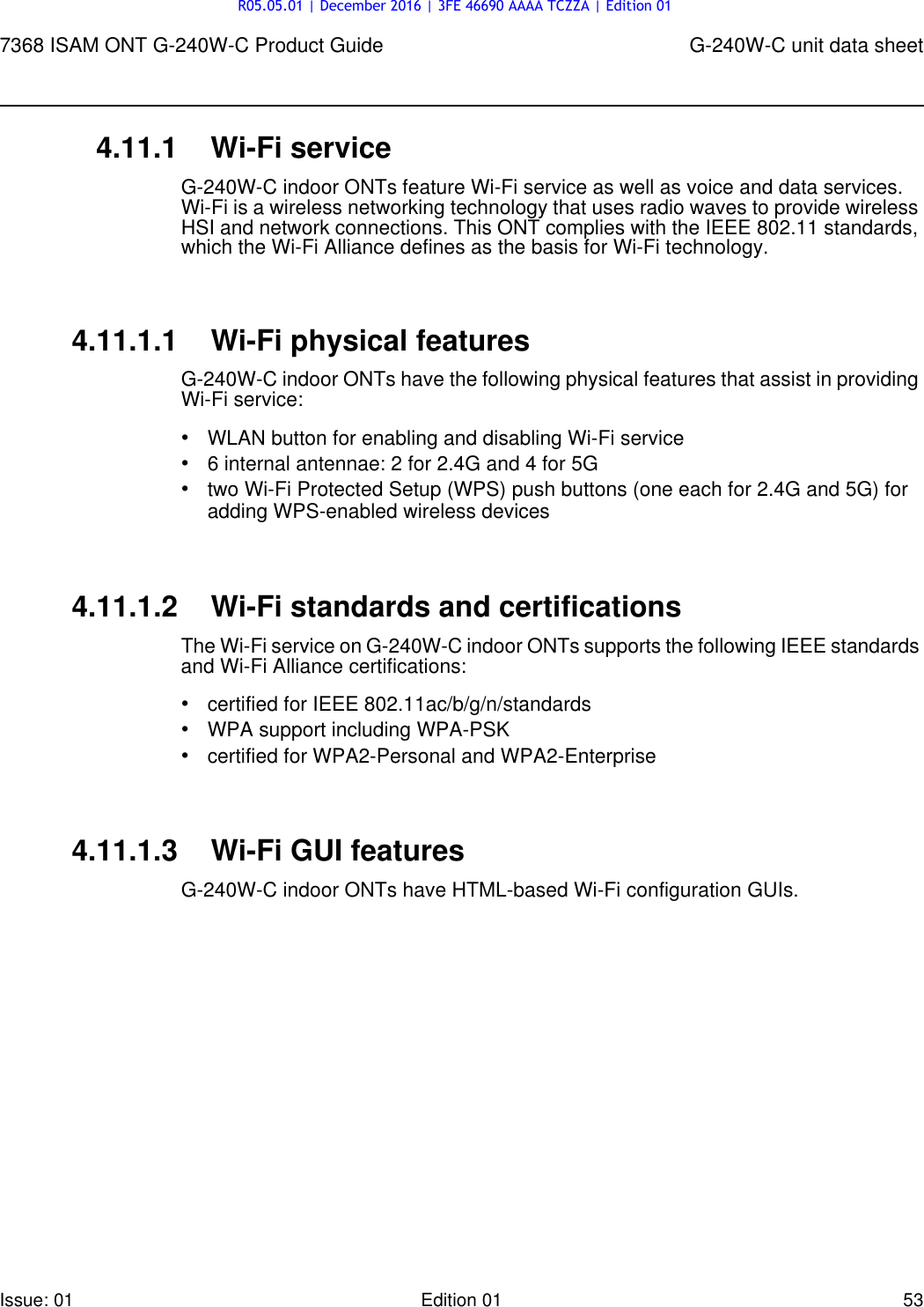 Page 53 of Alcatel Lucent Bell G240W-C GPON ONU User Manual 7368 ISAM ONT G 240W B Product Guide