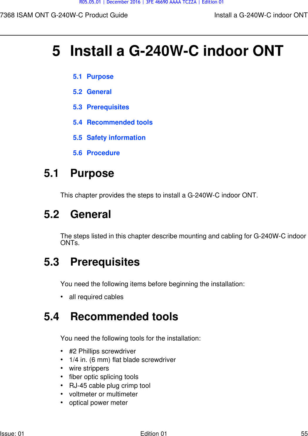 Page 55 of Alcatel Lucent Bell G240W-C GPON ONU User Manual 7368 ISAM ONT G 240W B Product Guide