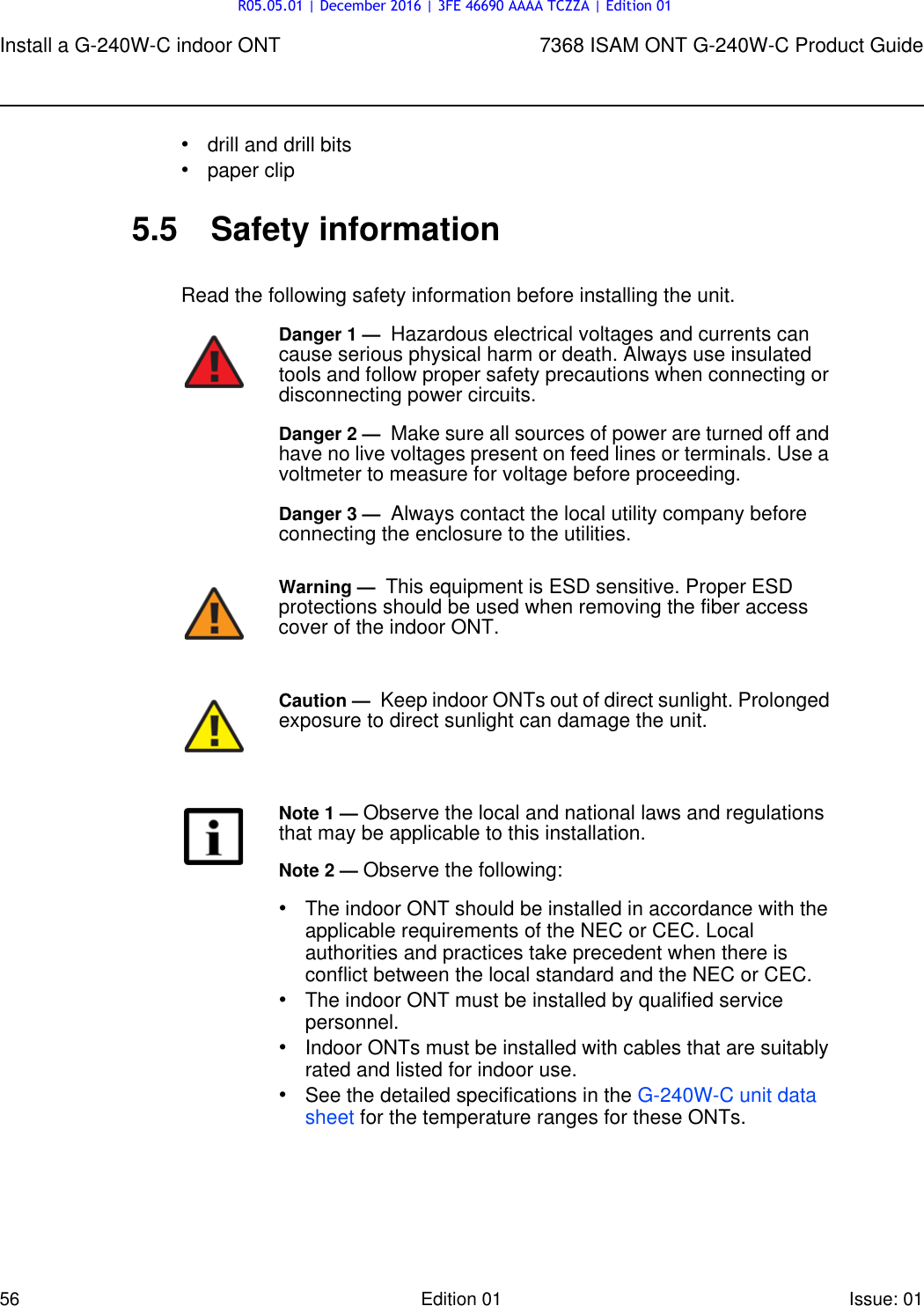 Page 56 of Alcatel Lucent Bell G240W-C GPON ONU User Manual 7368 ISAM ONT G 240W B Product Guide