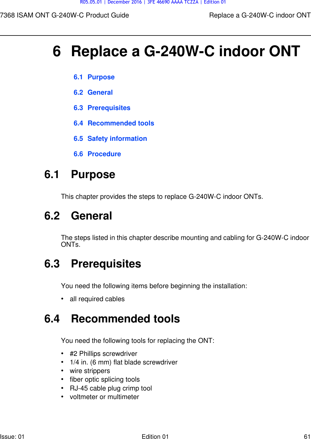 Page 61 of Alcatel Lucent Bell G240W-C GPON ONU User Manual 7368 ISAM ONT G 240W B Product Guide