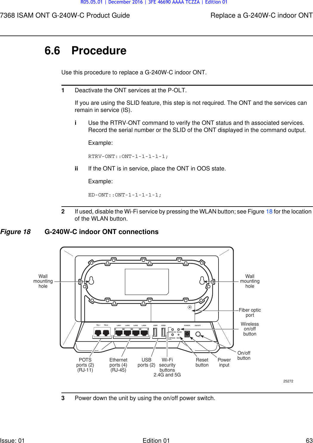 Page 63 of Alcatel Lucent Bell G240W-C GPON ONU User Manual 7368 ISAM ONT G 240W B Product Guide