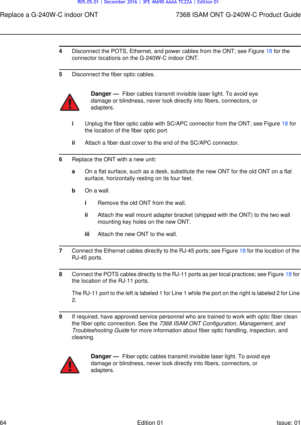 Page 64 of Alcatel Lucent Bell G240W-C GPON ONU User Manual 7368 ISAM ONT G 240W B Product Guide