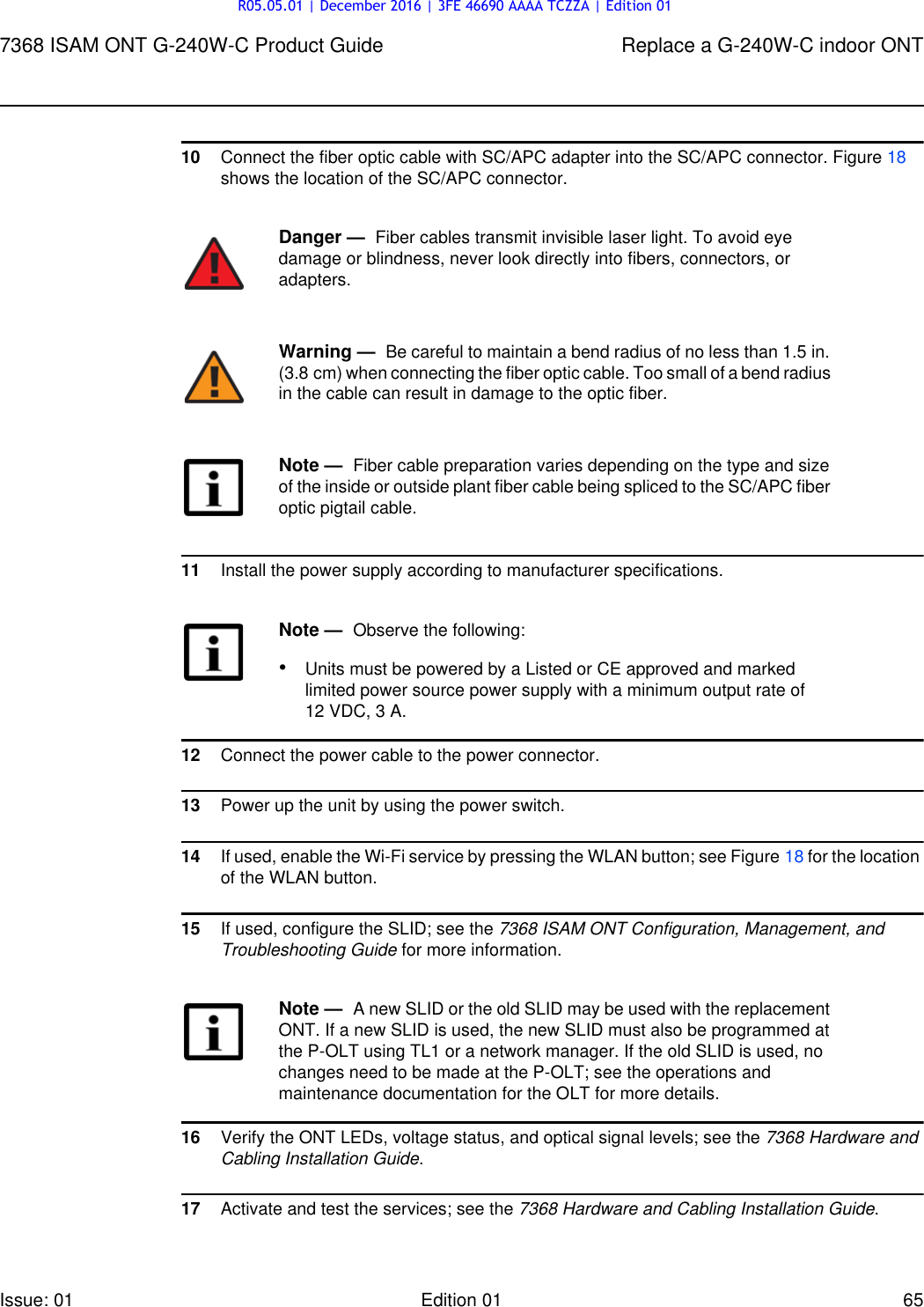 Page 65 of Alcatel Lucent Bell G240W-C GPON ONU User Manual 7368 ISAM ONT G 240W B Product Guide
