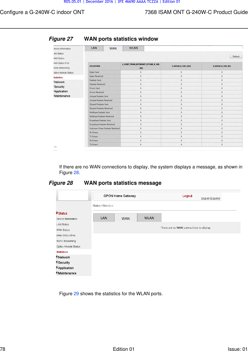 Page 78 of Alcatel Lucent Bell G240W-C GPON ONU User Manual 7368 ISAM ONT G 240W B Product Guide