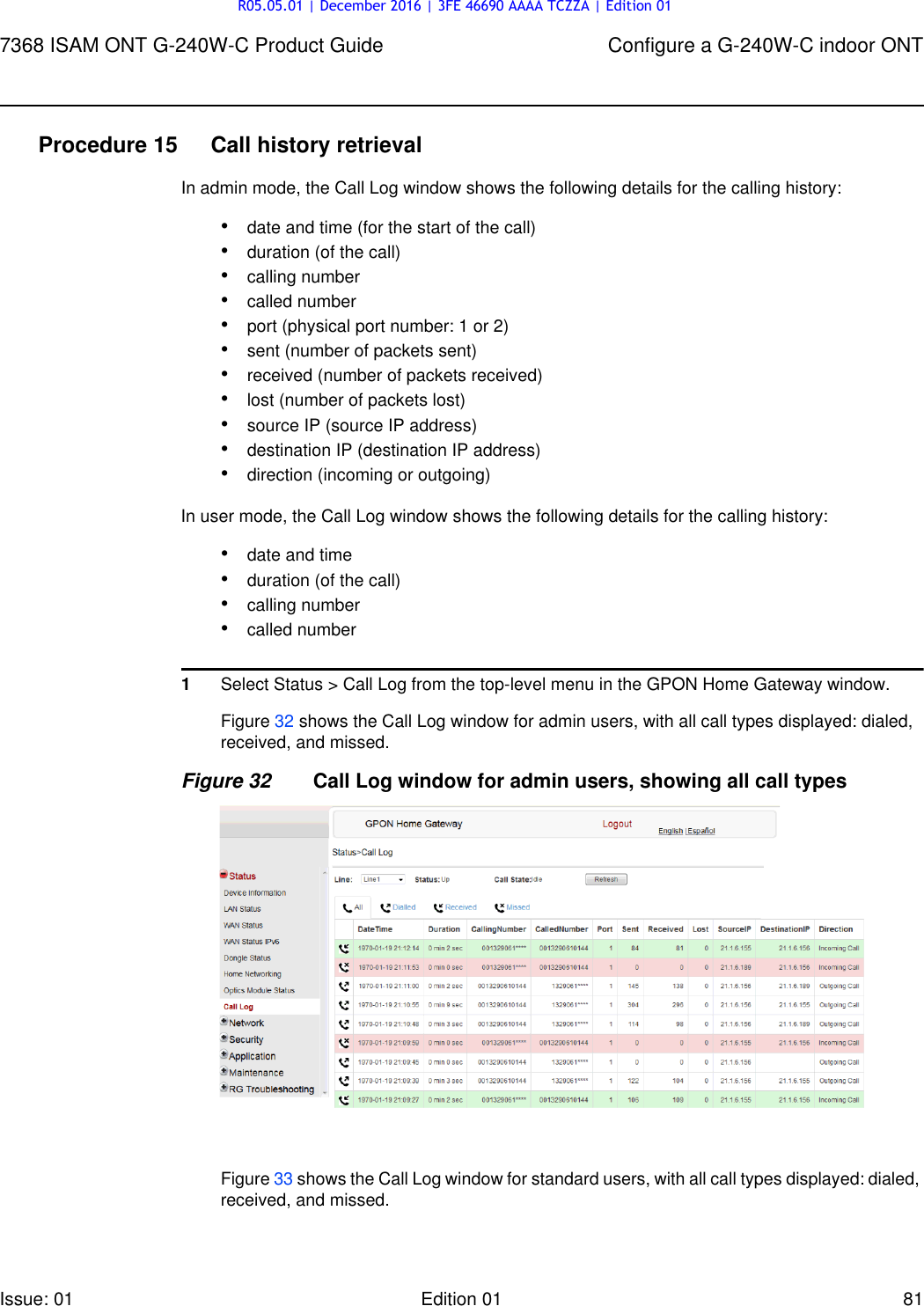 Page 81 of Alcatel Lucent Bell G240W-C GPON ONU User Manual 7368 ISAM ONT G 240W B Product Guide
