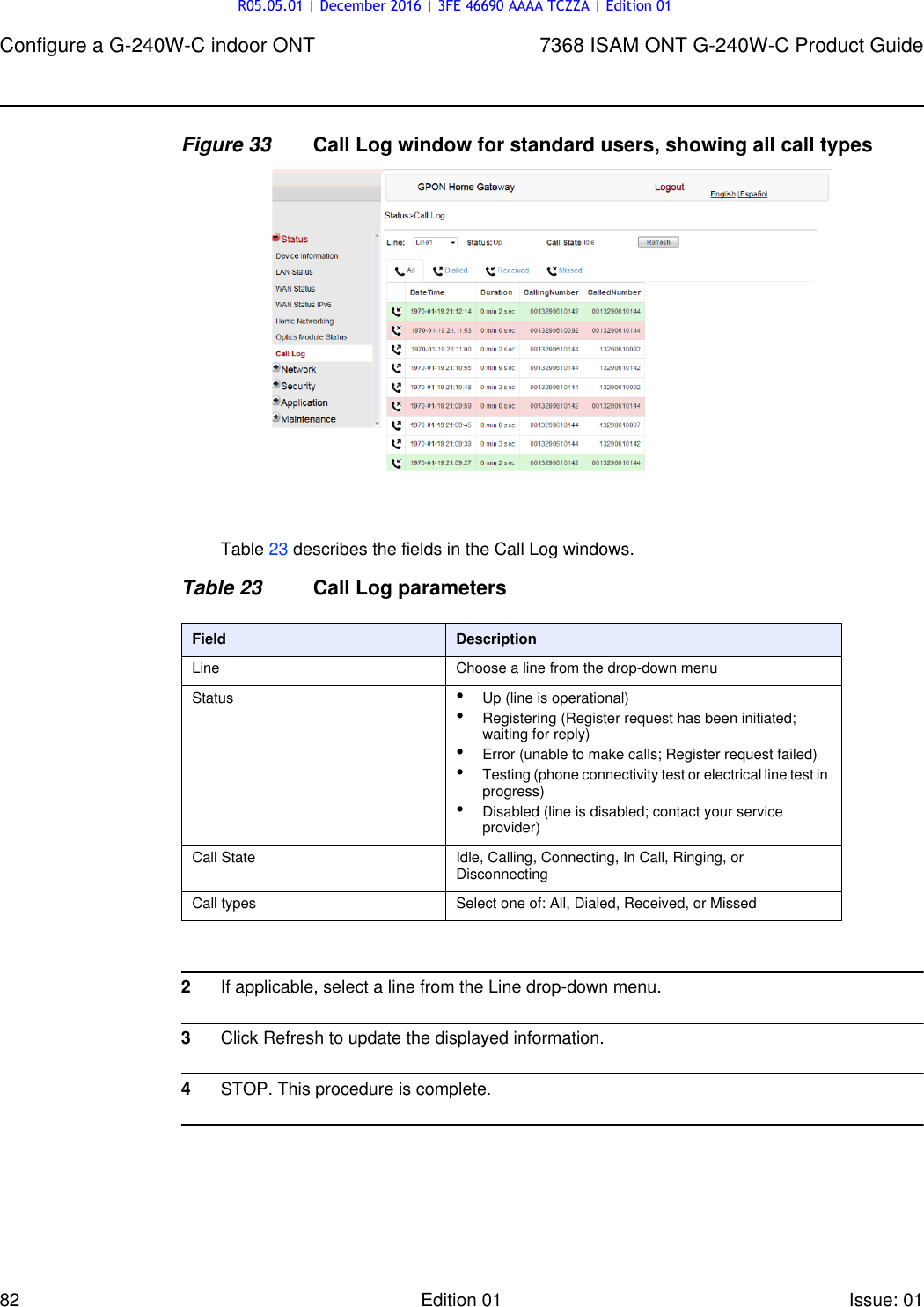 Page 82 of Alcatel Lucent Bell G240W-C GPON ONU User Manual 7368 ISAM ONT G 240W B Product Guide