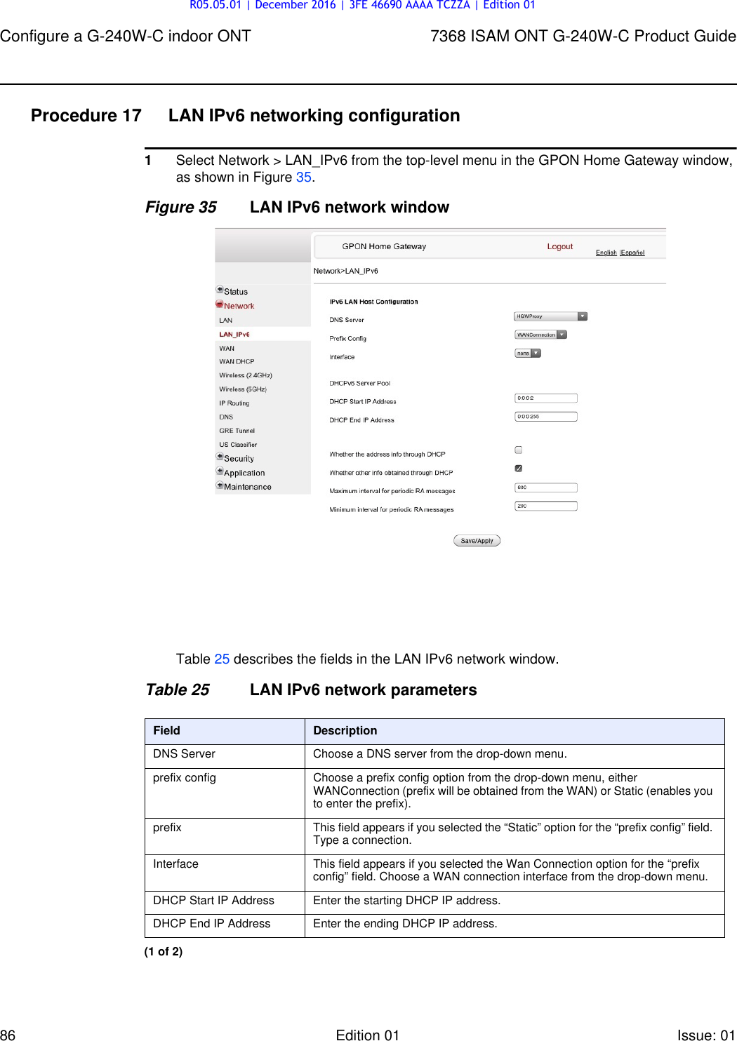 Page 86 of Alcatel Lucent Bell G240W-C GPON ONU User Manual 7368 ISAM ONT G 240W B Product Guide
