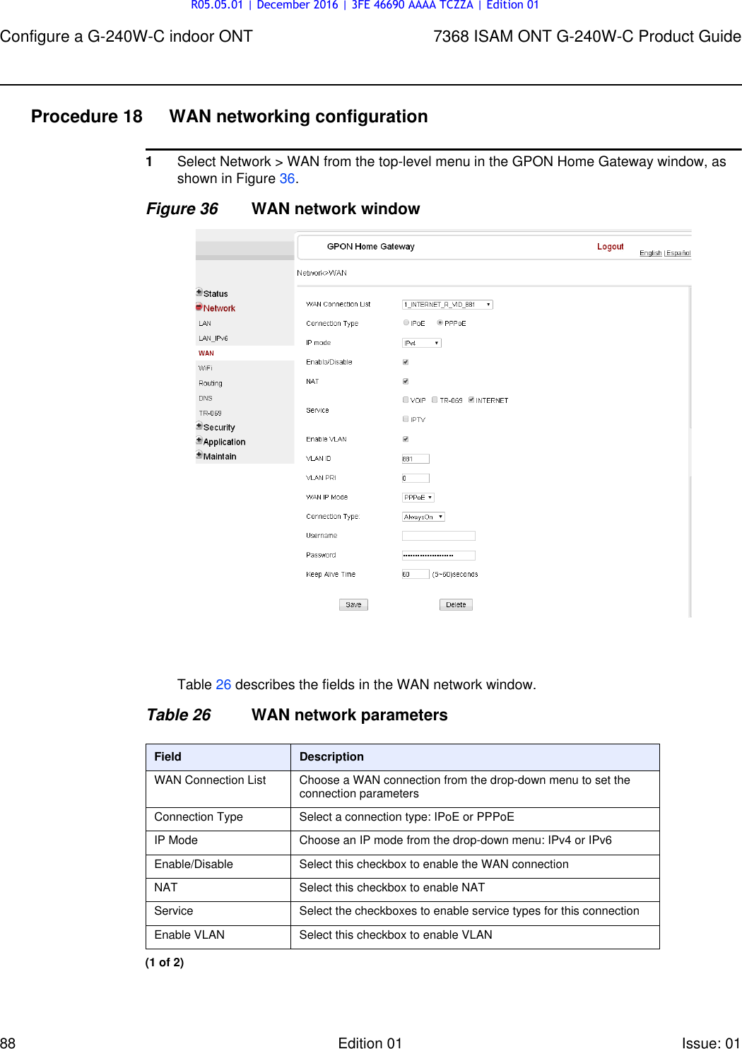 Page 88 of Alcatel Lucent Bell G240W-C GPON ONU User Manual 7368 ISAM ONT G 240W B Product Guide