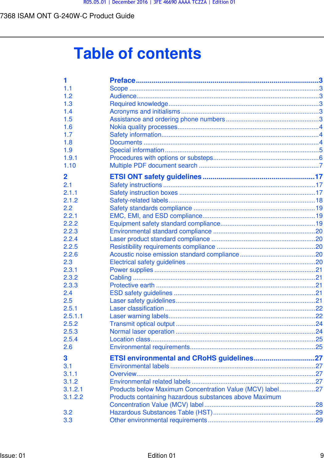 Page 9 of Alcatel Lucent Bell G240W-C GPON ONU User Manual 7368 ISAM ONT G 240W B Product Guide