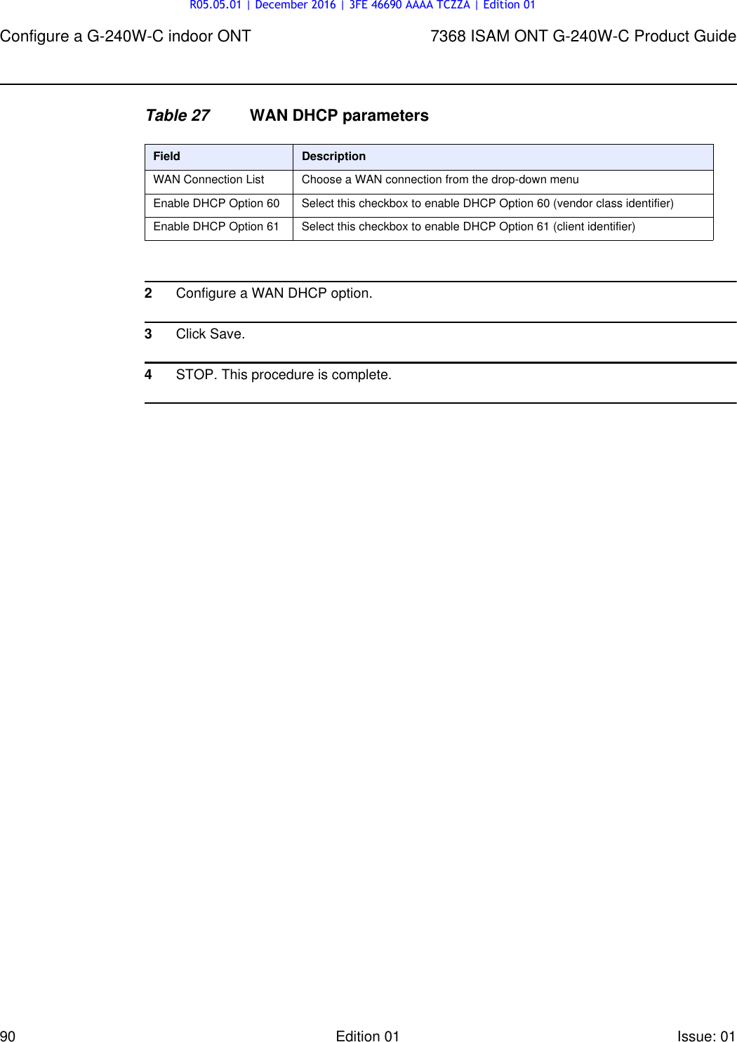 Page 90 of Alcatel Lucent Bell G240W-C GPON ONU User Manual 7368 ISAM ONT G 240W B Product Guide