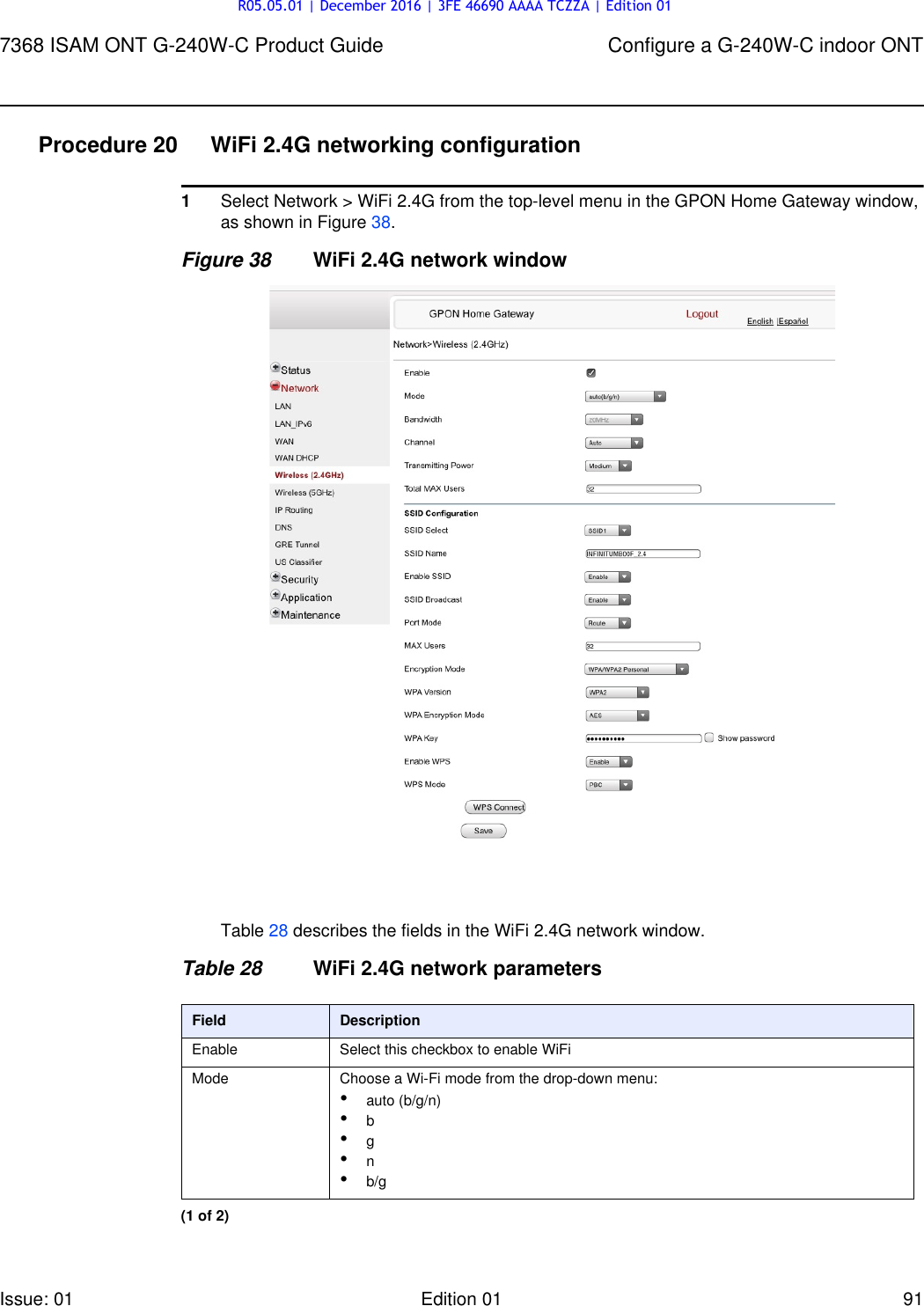 Page 91 of Alcatel Lucent Bell G240W-C GPON ONU User Manual 7368 ISAM ONT G 240W B Product Guide