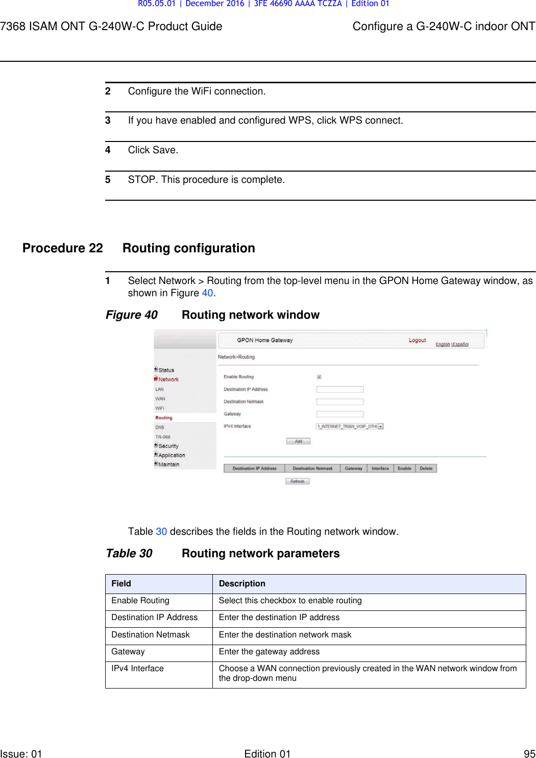 Page 95 of Alcatel Lucent Bell G240W-C GPON ONU User Manual 7368 ISAM ONT G 240W B Product Guide