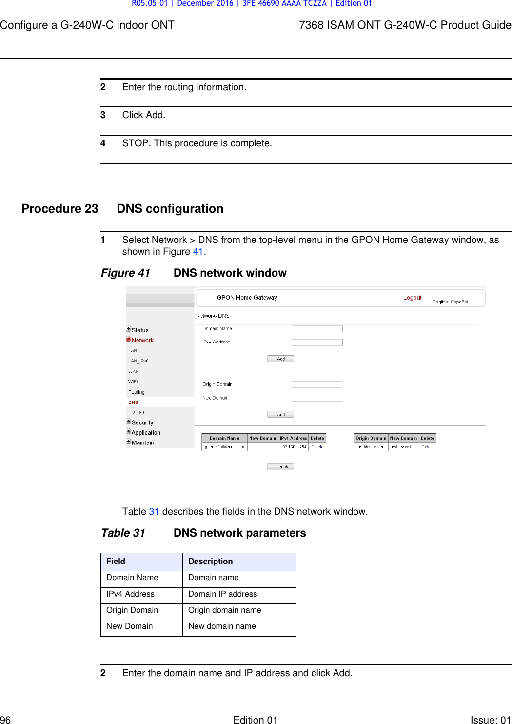 Page 96 of Alcatel Lucent Bell G240W-C GPON ONU User Manual 7368 ISAM ONT G 240W B Product Guide