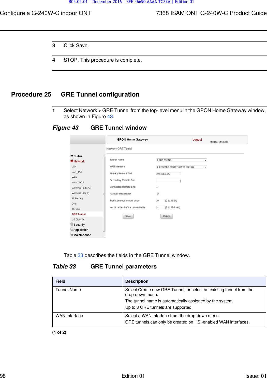 Page 98 of Alcatel Lucent Bell G240W-C GPON ONU User Manual 7368 ISAM ONT G 240W B Product Guide
