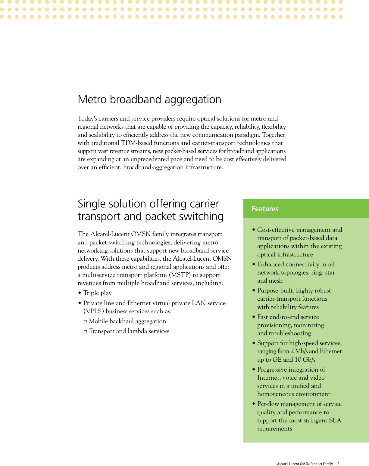 Page 3 of 12 - Alcatel-Lucent Alcatel-Lucent-1660-Users-Manual- OMSN Product Family Optical Multi-Service Node  Alcatel-lucent-1660-users-manual