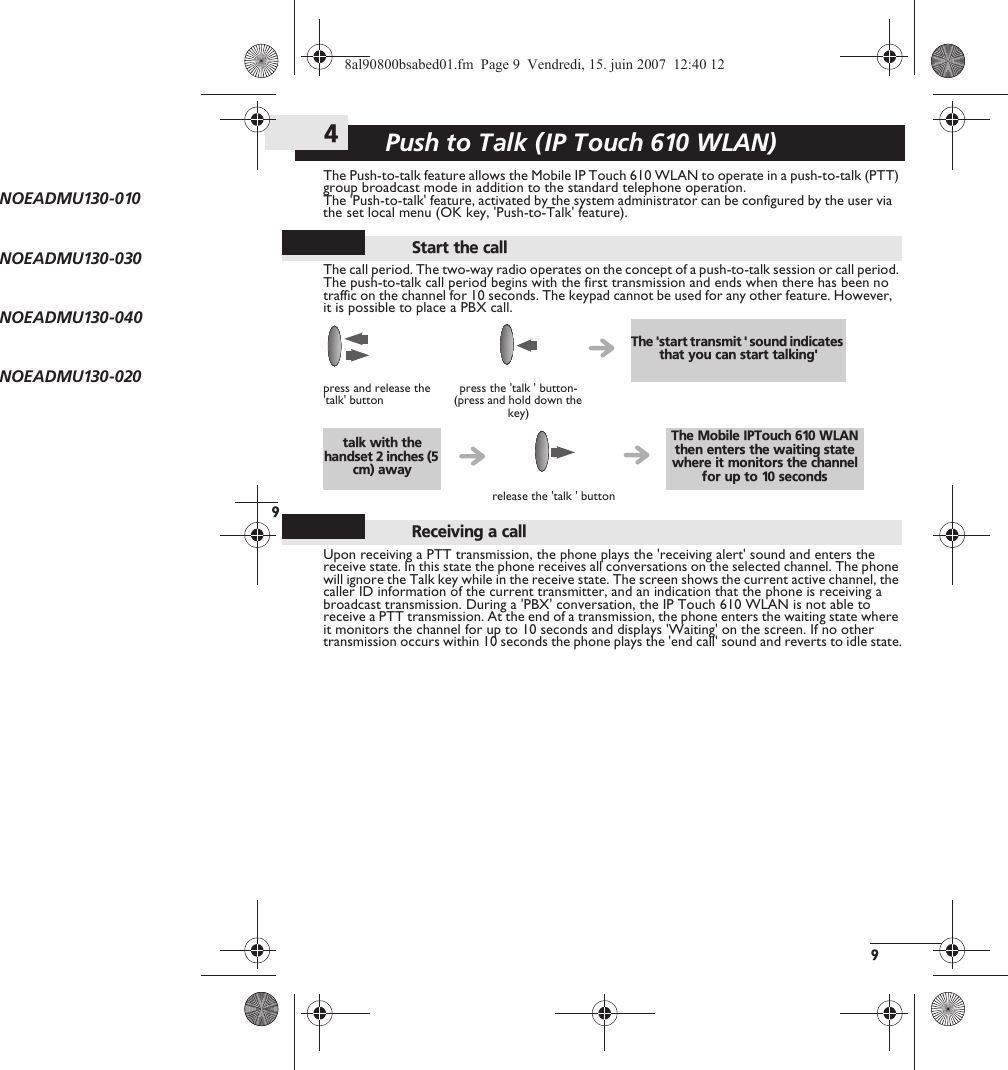 Page 9 of 12 - Alcatel-Lucent Alcatel-Lucent-Ip-Touch-310-Users-Manual- IP Touch Wireless LAN Phones 310 & 610 User Guide  Alcatel-lucent-ip-touch-310-users-manual
