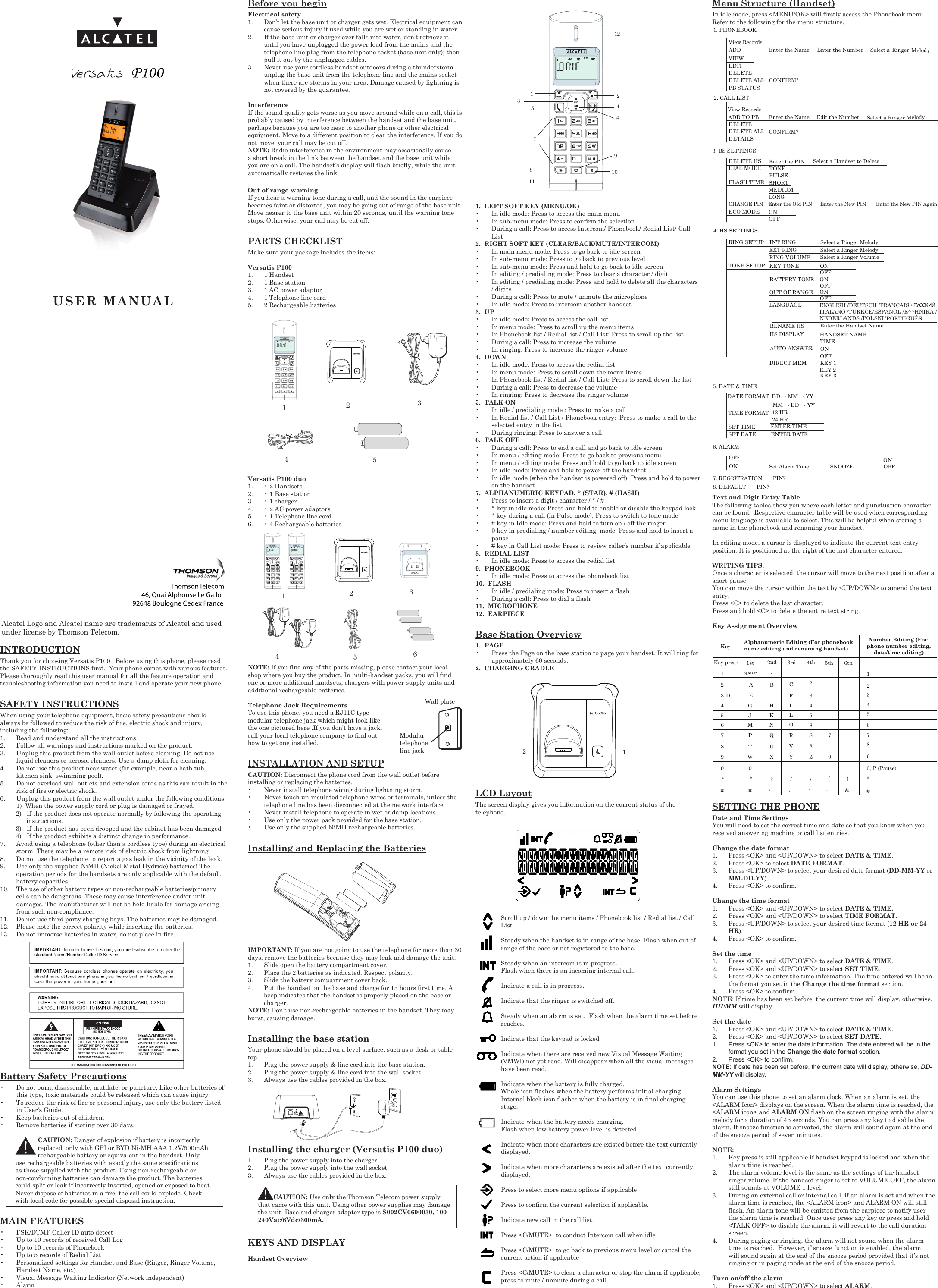 Page 1 of 2 - Alcatel-Mobile-Phones Alcatel-Mobile-Phones-P100-Users-Manual-  Alcatel-mobile-phones-p100-users-manual