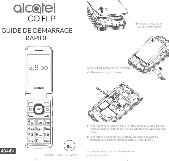 Page 1 of 7 - Alcatel  Go-flip-2-quick-start-guide-for-Bell-french