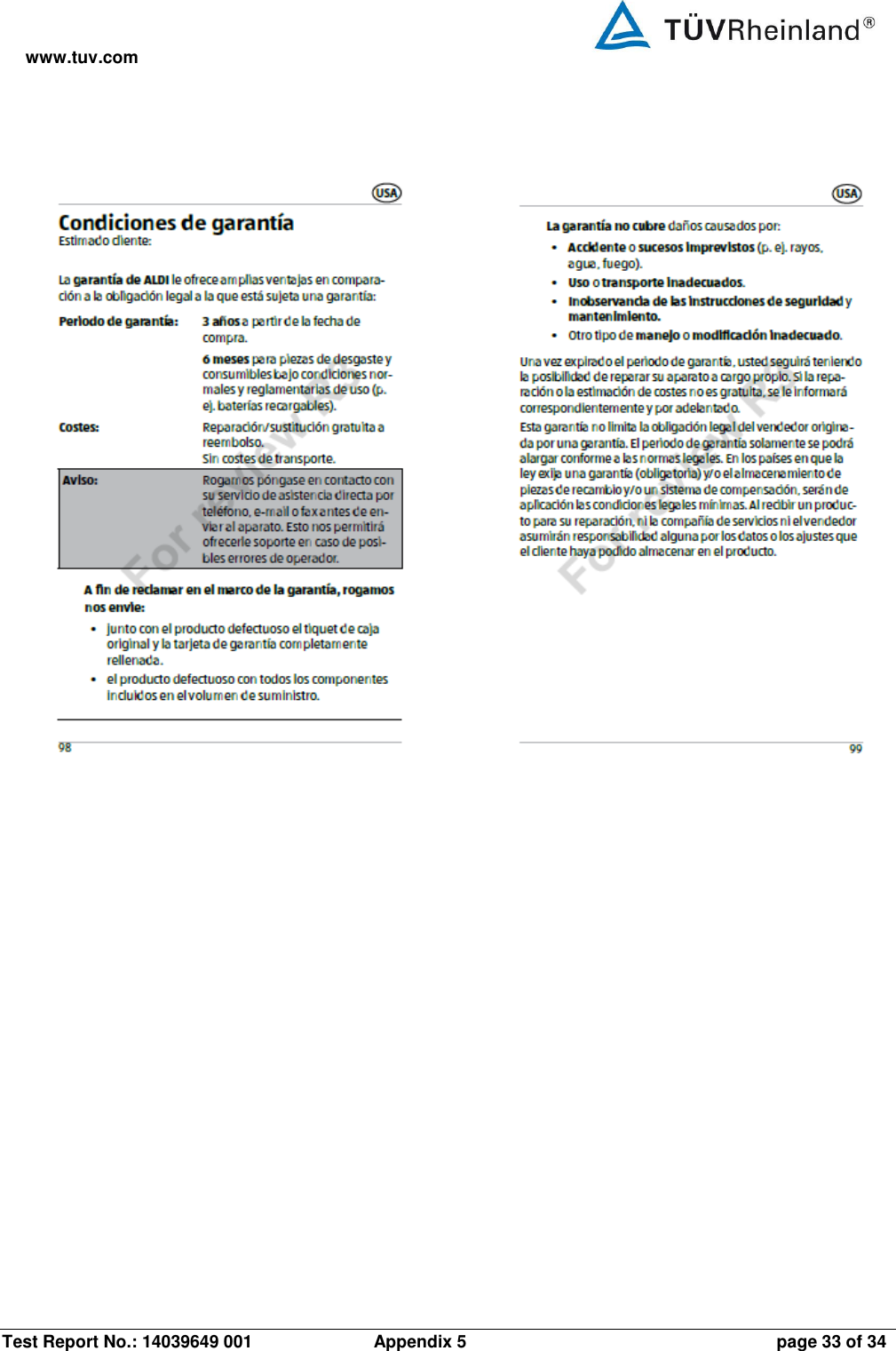 www.tuv.com Test Report No.: 14039649 001  Appendix 5  page 33 of 34     