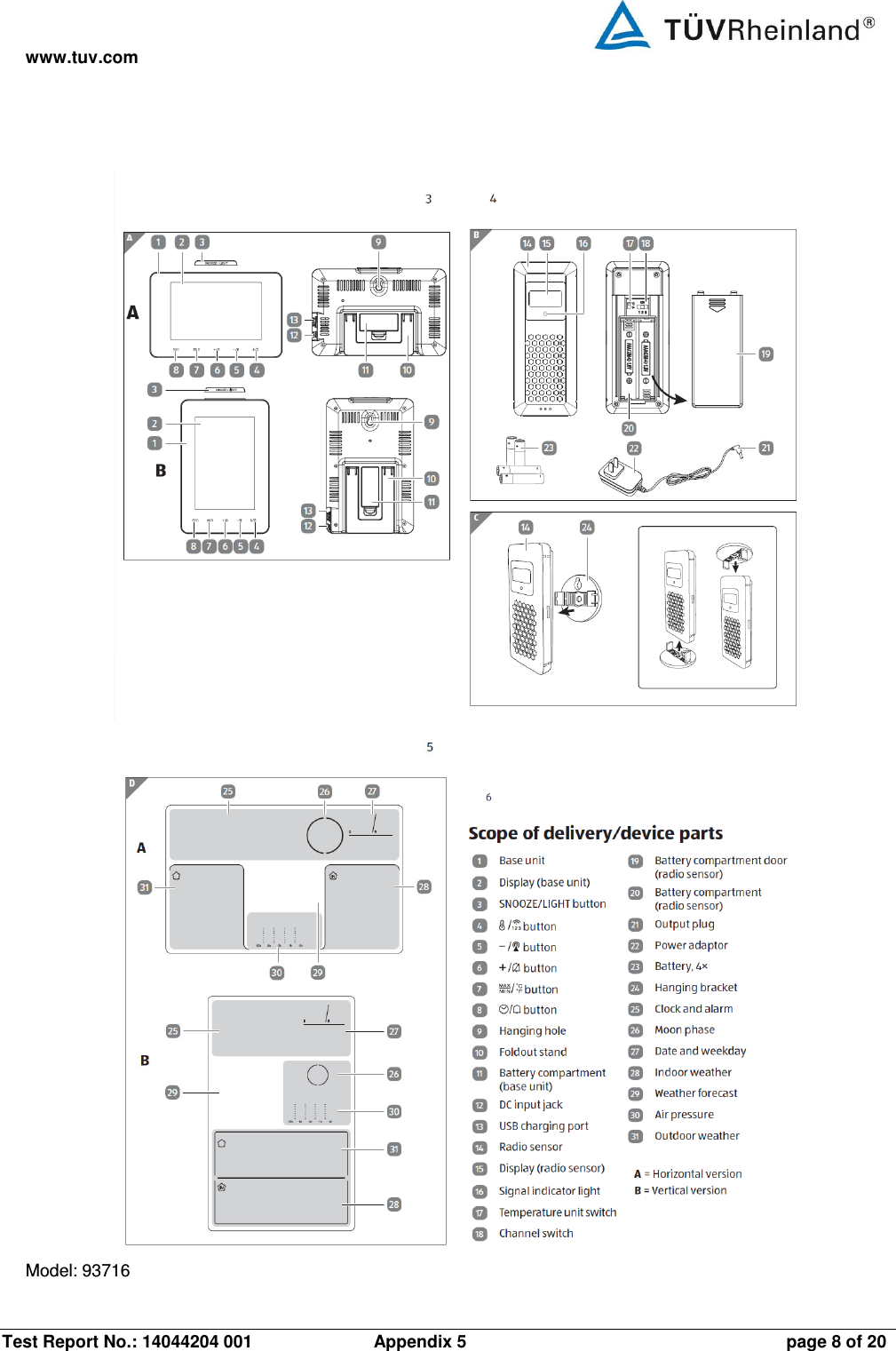 www.tuv.com Test Report No.: 14044204 001  Appendix 5  page 8 of 20  Model: 93716 