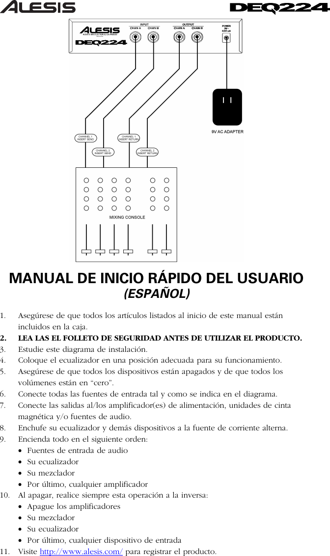 Alesis Deq224 Users Manual