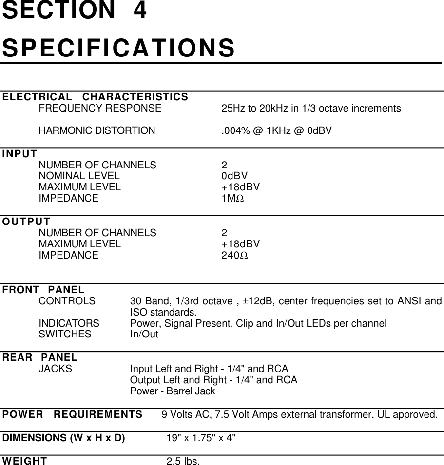 Page 11 of 11 - Alesis Alesis-M-Eq230-Users-Manual- M-EQ MANUAL  Alesis-m-eq230-users-manual