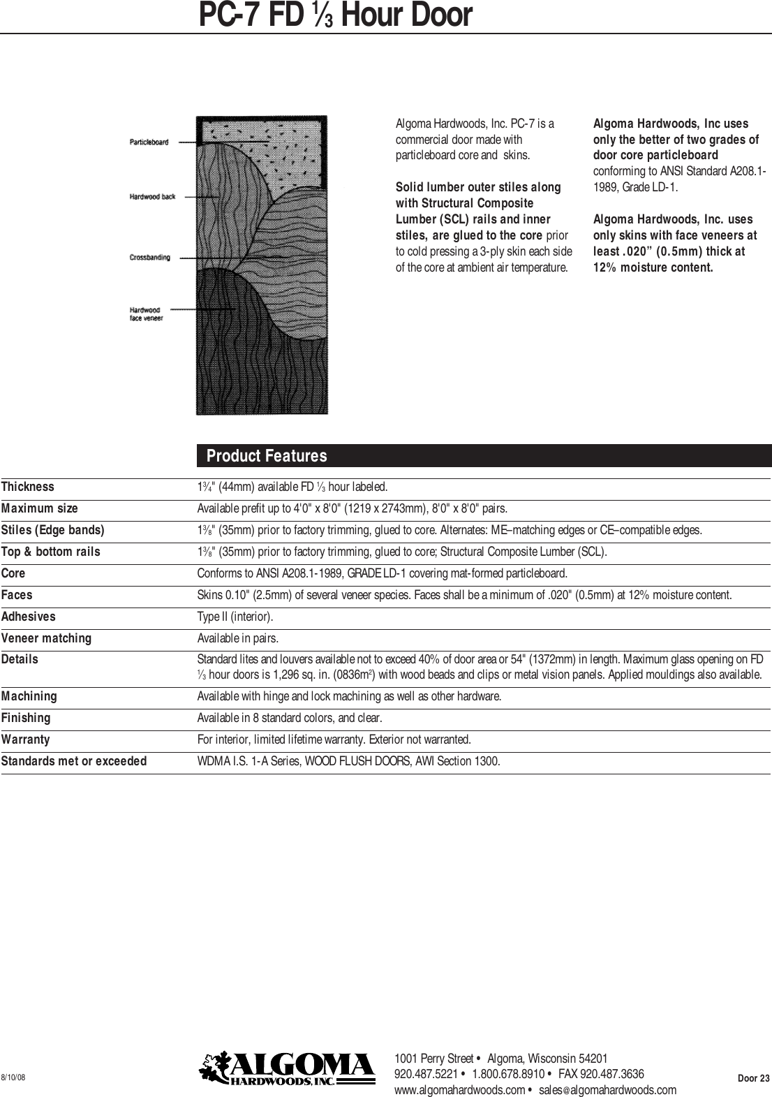 Page 1 of 2 - Algoma-Hardwoods Algoma-Hardwoods-Pc-7-Fd-Users-Manual-  Algoma-hardwoods-pc-7-fd-users-manual