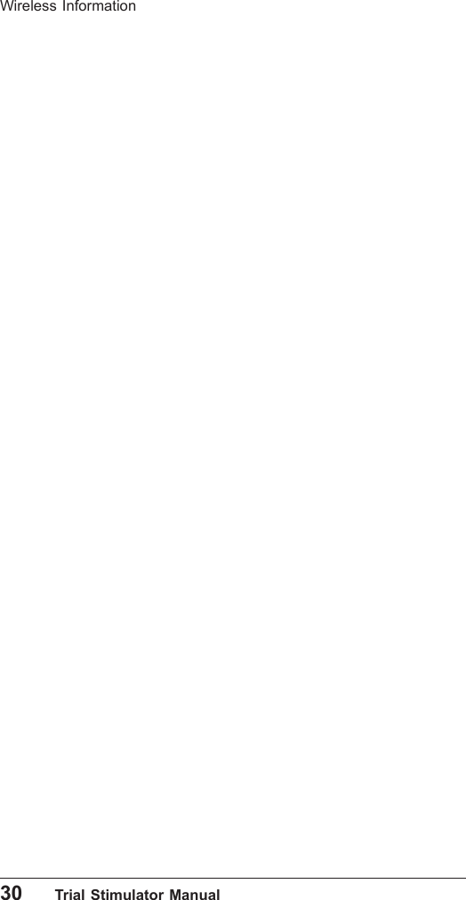 30      Trial Stimulator ManualWireless Information