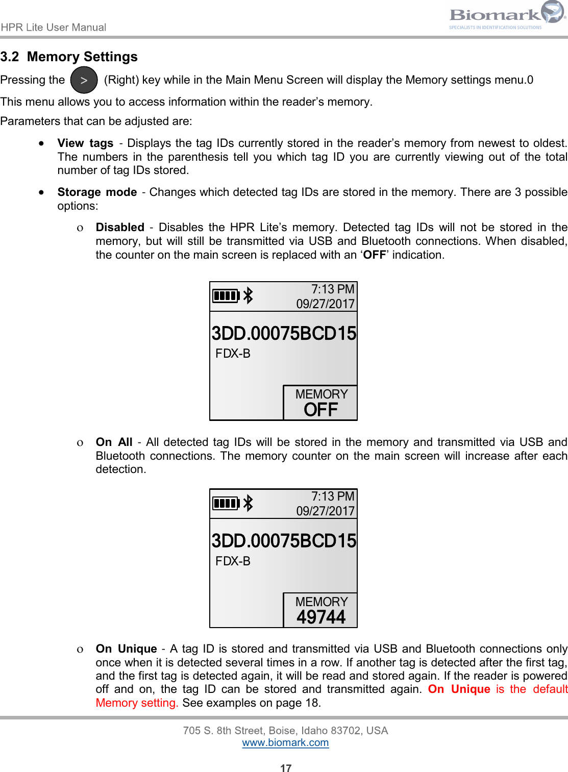 Page 17 of Allflex USA 30012 Handheld Pit Tag reader with Bluetooth function User Manual HPR Lite