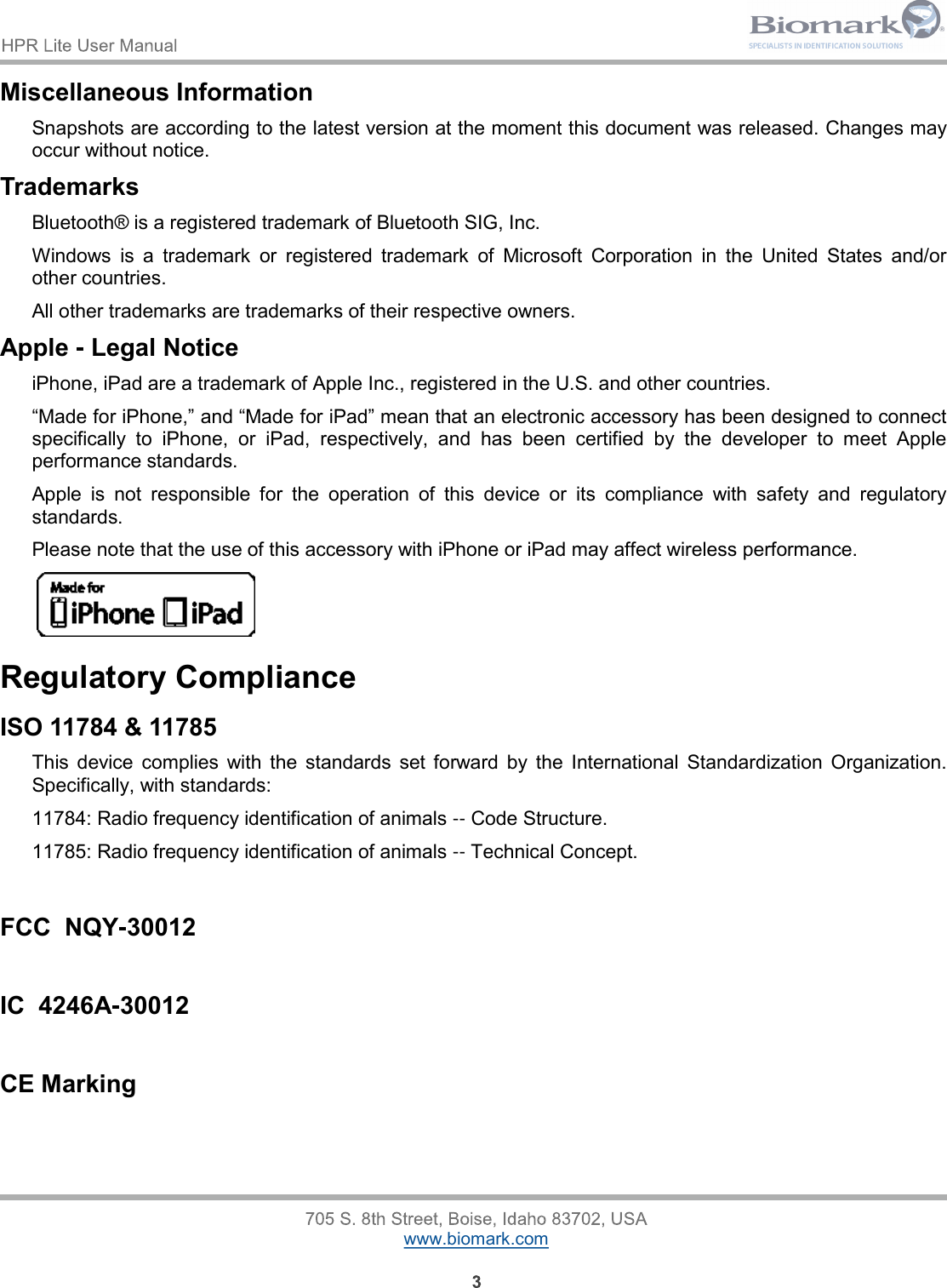 Page 3 of Allflex USA 30012 Handheld Pit Tag reader with Bluetooth function User Manual HPR Lite