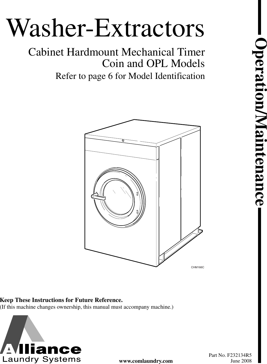 Alliance Laundry Systems Hardmount Coin And Opl Users Manual Operation