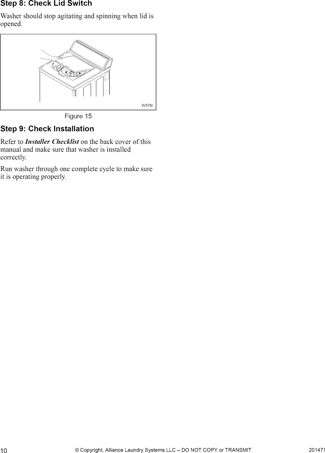 Page 10 of 11 - Alliance AWN311SP111TW01 User Manual WASHER - Manuals And Guides 1205270L