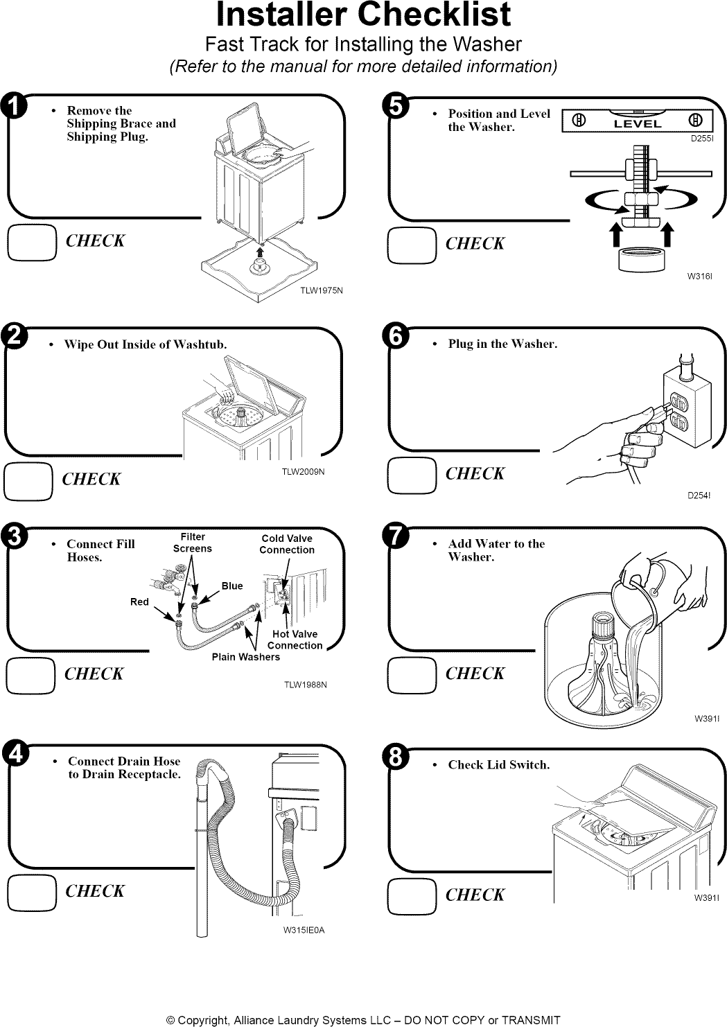Page 11 of 11 - Alliance AWN311SP111TW01 User Manual WASHER - Manuals And Guides 1205270L