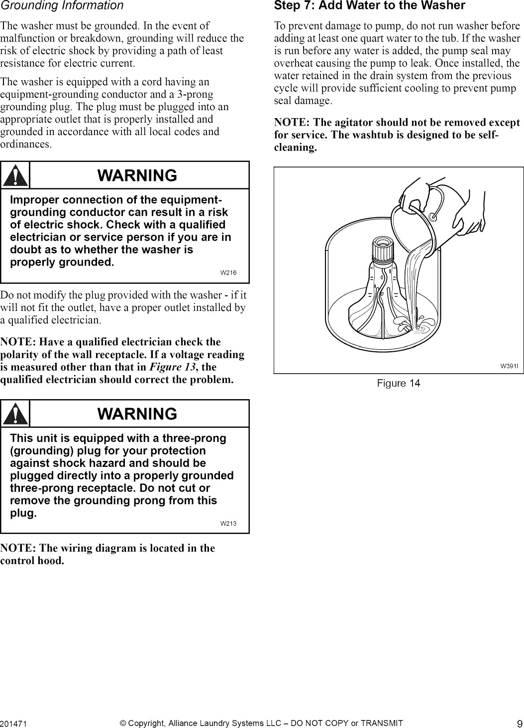 Page 9 of 11 - Alliance AWN311SP111TW01 User Manual WASHER - Manuals And Guides 1205270L