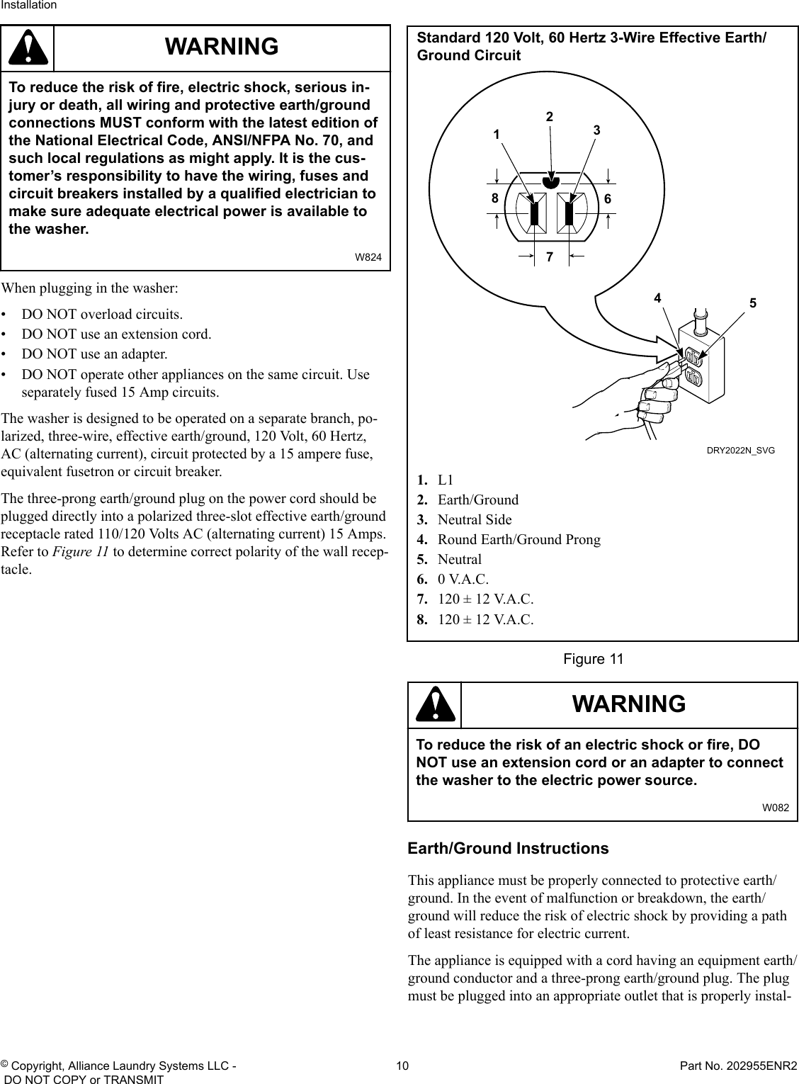 Page 10 of 12 - Alliance AWNE82SP113TW01 Installation Instructions User Manual  WASHER - Manuals And Guides 1710150L