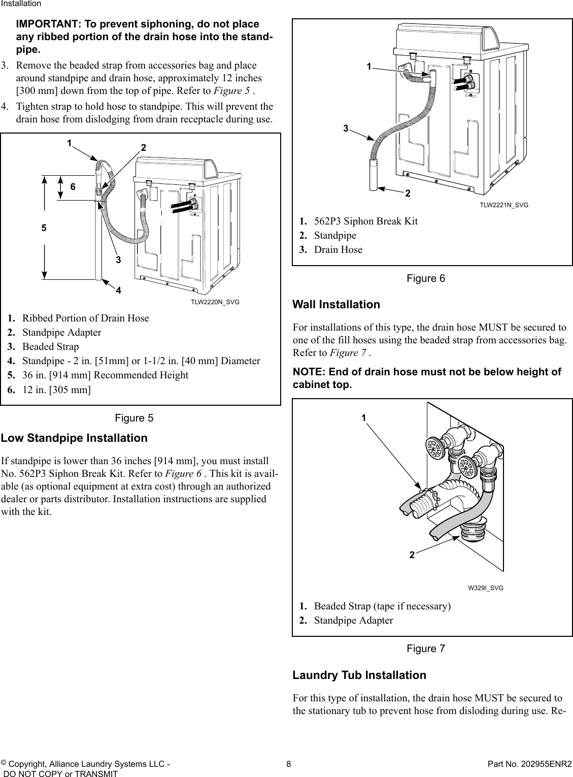 Page 8 of 12 - Alliance AWNE82SP113TW01 Installation Instructions User Manual  WASHER - Manuals And Guides 1710150L