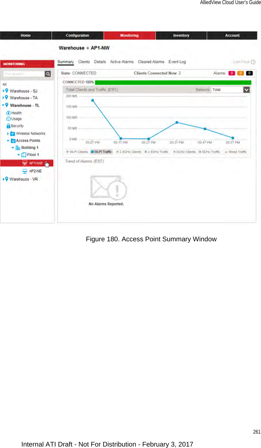 AlliedView Cloud User’s Guide261Figure 180. Access Point Summary WindowInternal ATI Draft - Not For Distribution - February 3, 2017