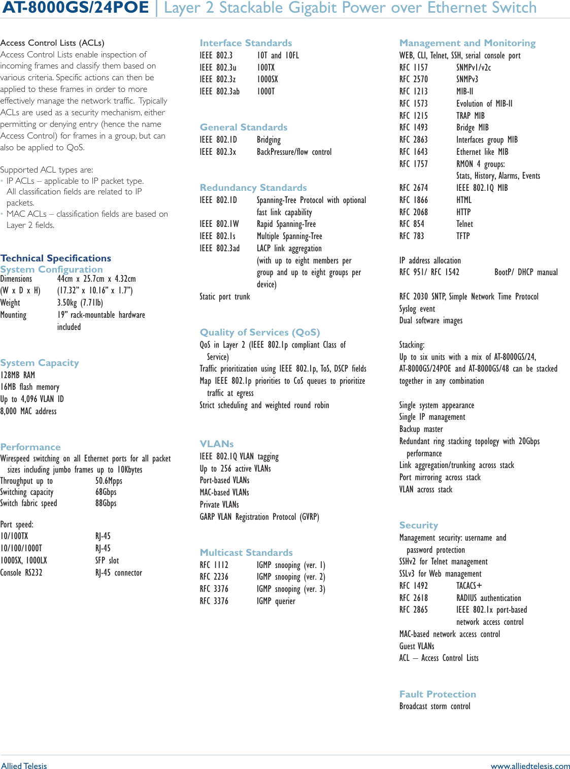 Page 2 of 4 - Allied-Telesis Allied-Telesis-At-8000Gs-24Poe-Users-Manual- Datasheet  Allied-telesis-at-8000gs-24poe-users-manual