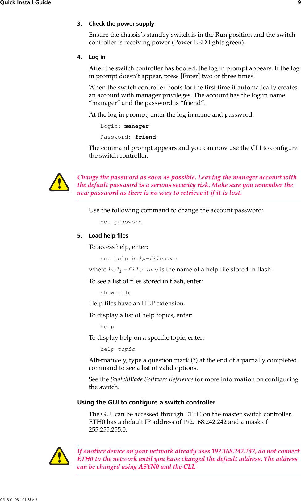 Page 9 of 12 - Allied-Telesis Allied-Telesis-Switch-Controller-Users-Manual- SwitchBlade Switch Controller Quick Install Guide  Allied-telesis-switch-controller-users-manual