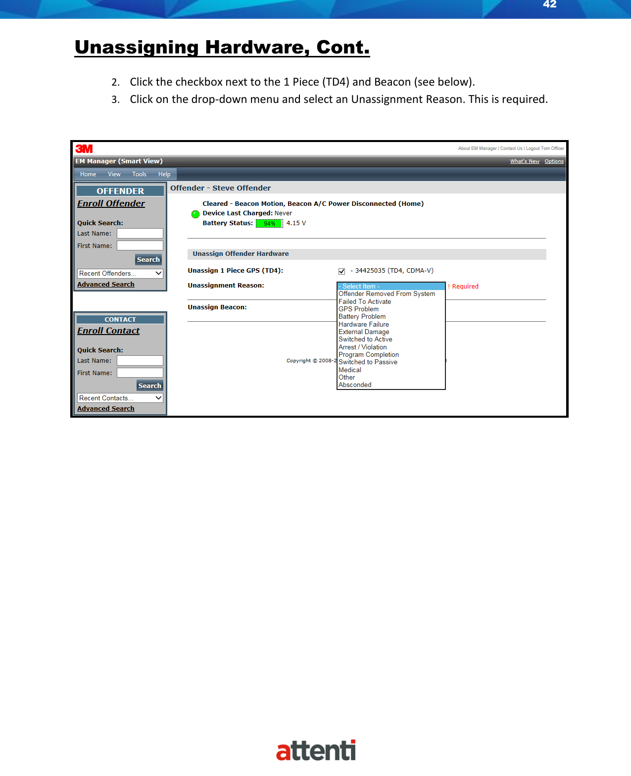 Page 42 of Allied Universal Electronic Monitoring US TSSDB-830-5 1-Piece Home Curfew RF Monitoring Unit User Manual 