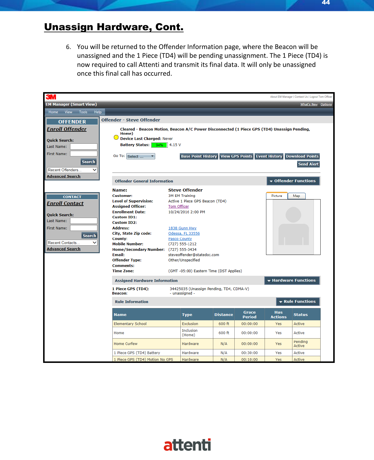 Page 44 of Allied Universal Electronic Monitoring US TSSDB-830-5 1-Piece Home Curfew RF Monitoring Unit User Manual 