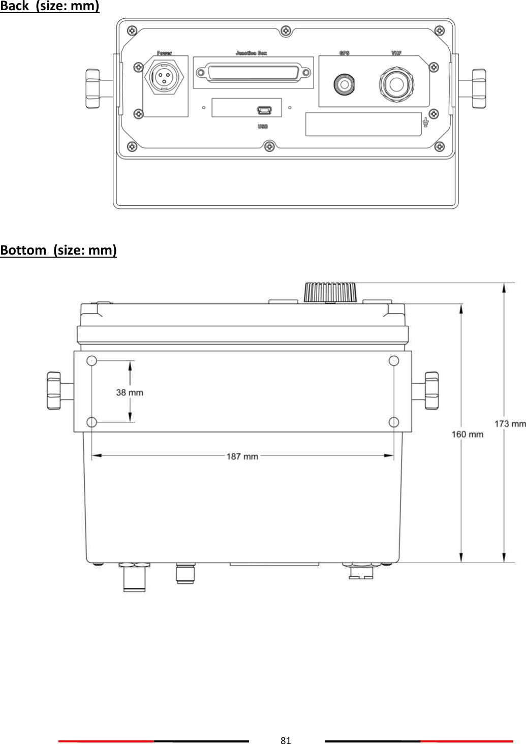 81  Back  (size: mm)   Bottom  (size: mm)      