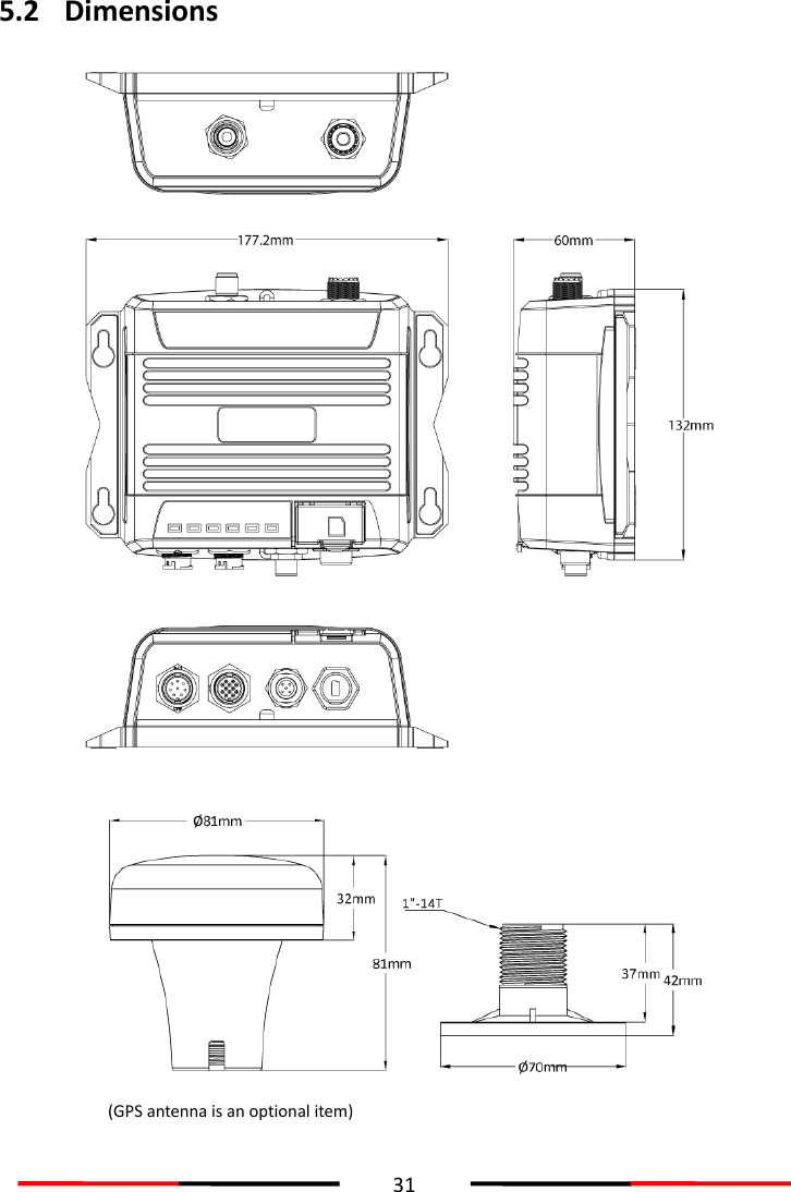  31  5.2 Dimensions    (GPS antenna is an optional item) 