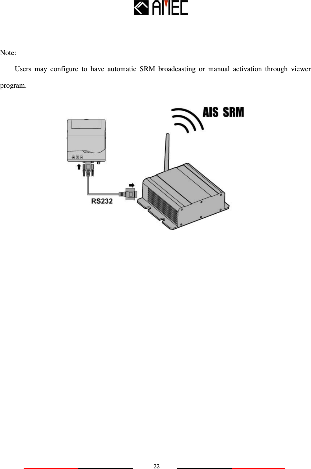   22   Note:   Users  may  configure  to  have  automatic  SRM  broadcasting  or  manual  activation  through  viewer program.            